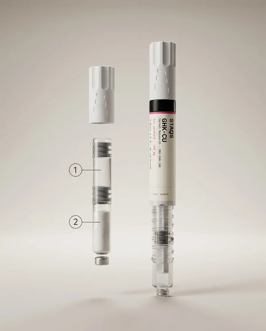 GHK-Cu research reagent: dual-chamber reconstitution set specimen